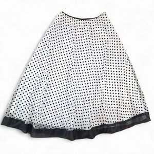 Vintage MSK Black White Polka Dot A-Line Midi Skirt Size Small Retro Classic